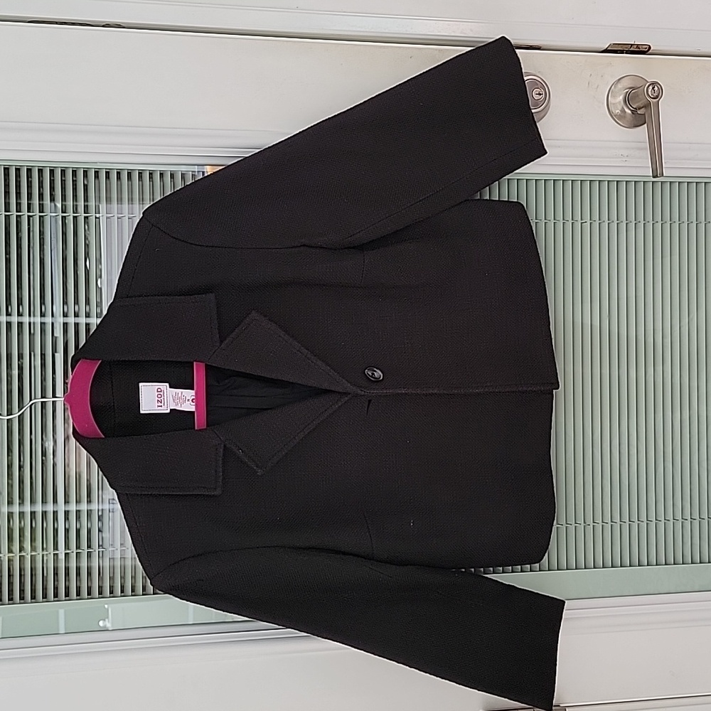 Vintage Izod Cotton Blend Cropped Woven Single Botton Jacket Sz M